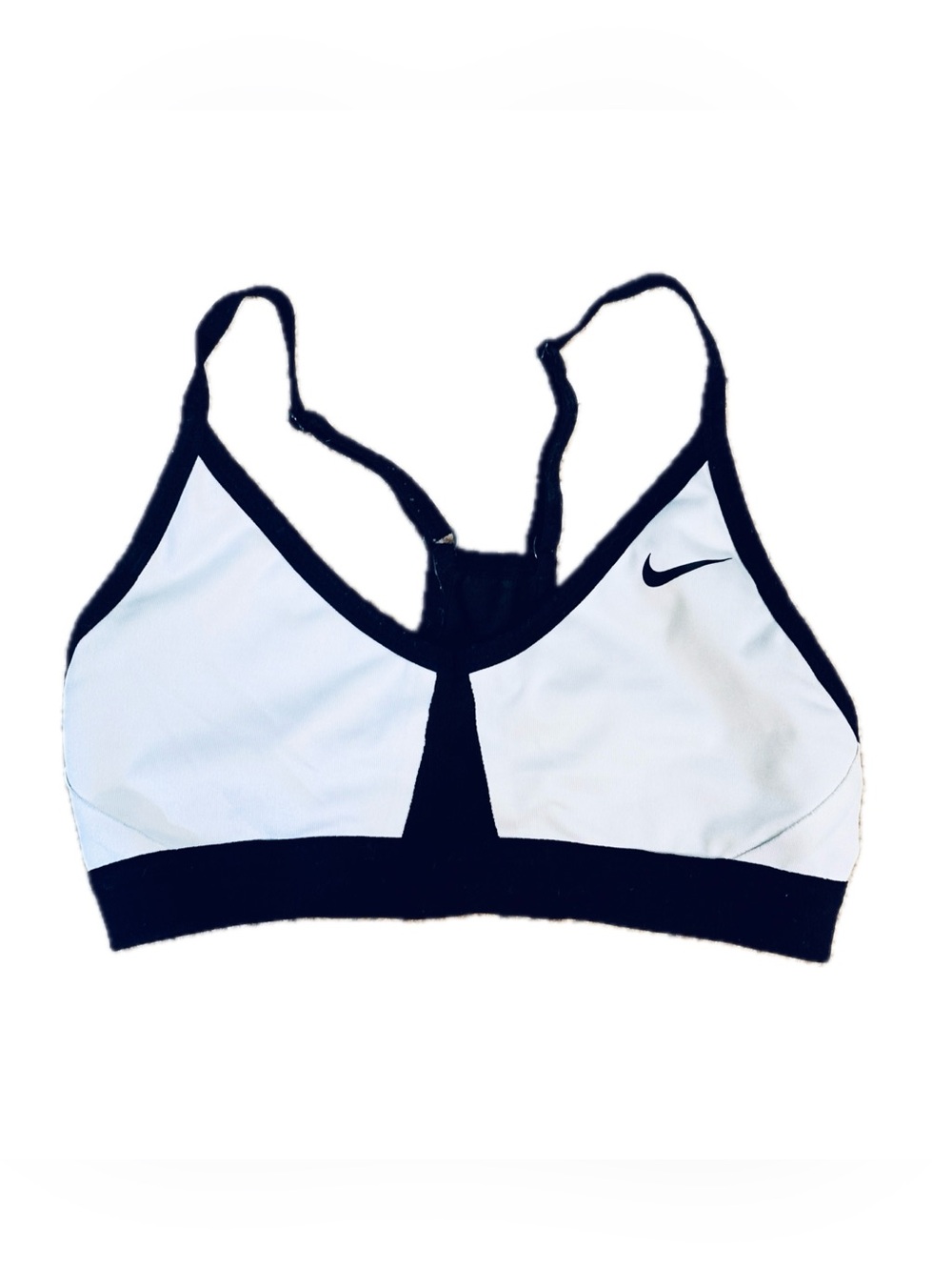 Nike White and Black Racerback Sports Bra